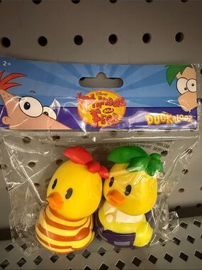 Disney Phineas and Ferb Yellow Duck Duo Plush Bath Toy Set